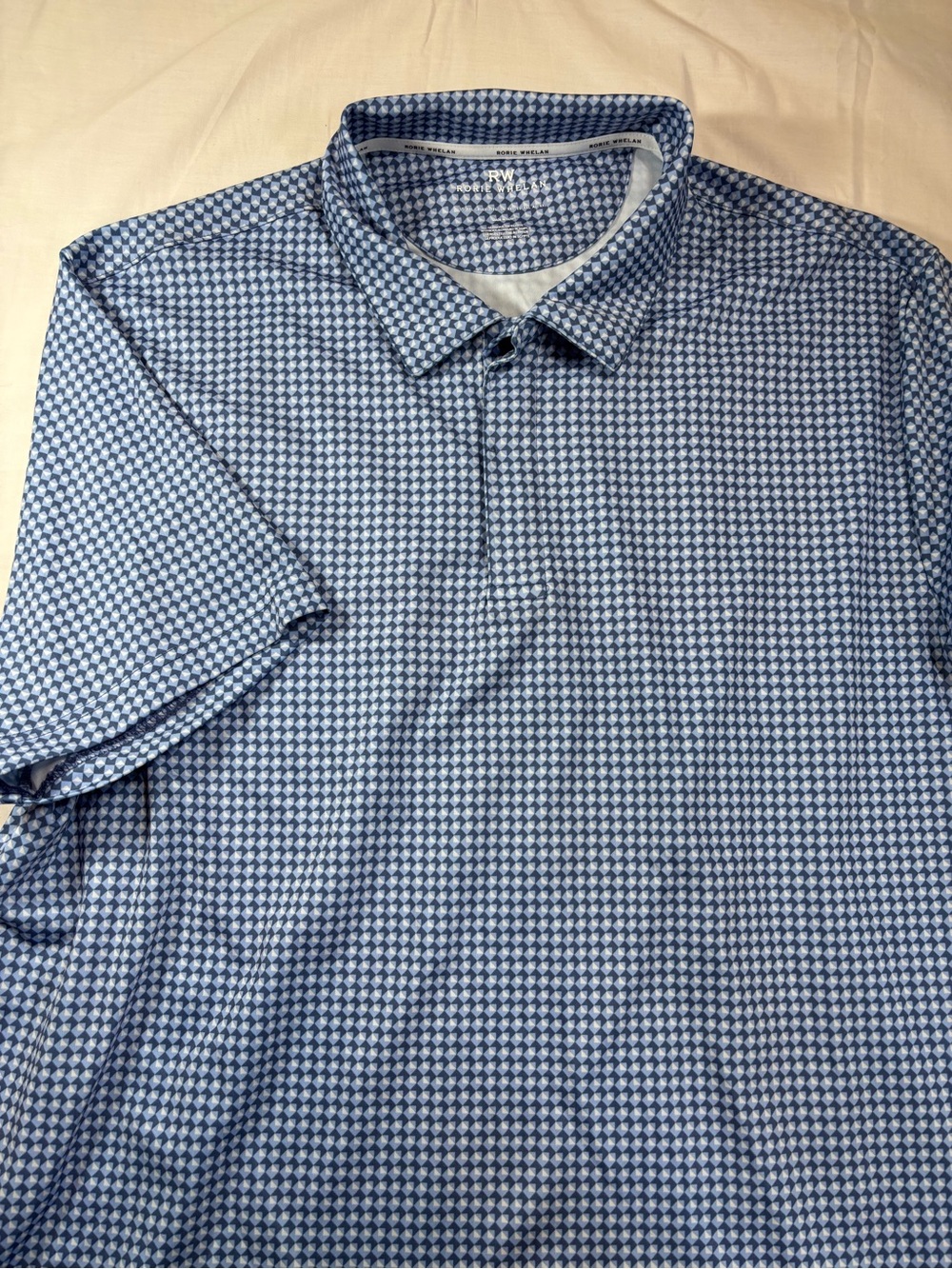 RW Blue Geometric Short-Sleeve Polo